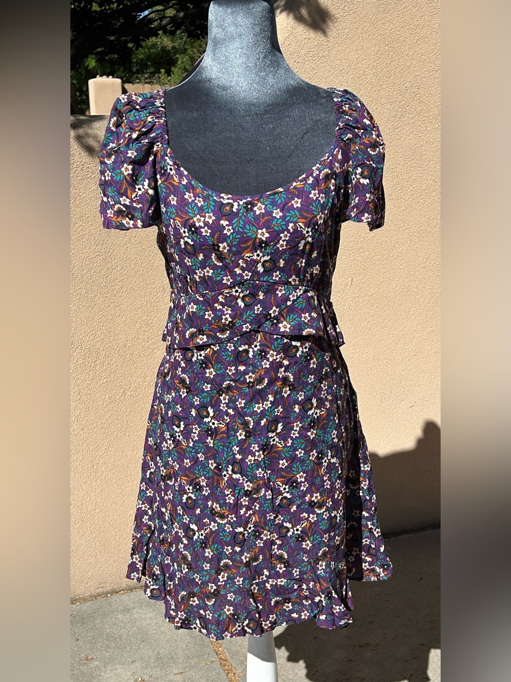 Band of the Free Coraline Floral Crossover Mini Dress Purple